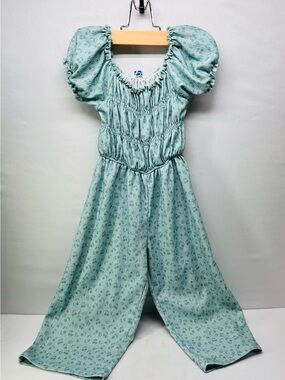 Mayoral Mint Green‎ Puff Sleeve Wide-Leg Jumpsuit